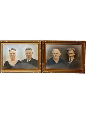 Vintage CONCAVE BUBBLE GLASS and Gold Picture Frames. Rare. Unique